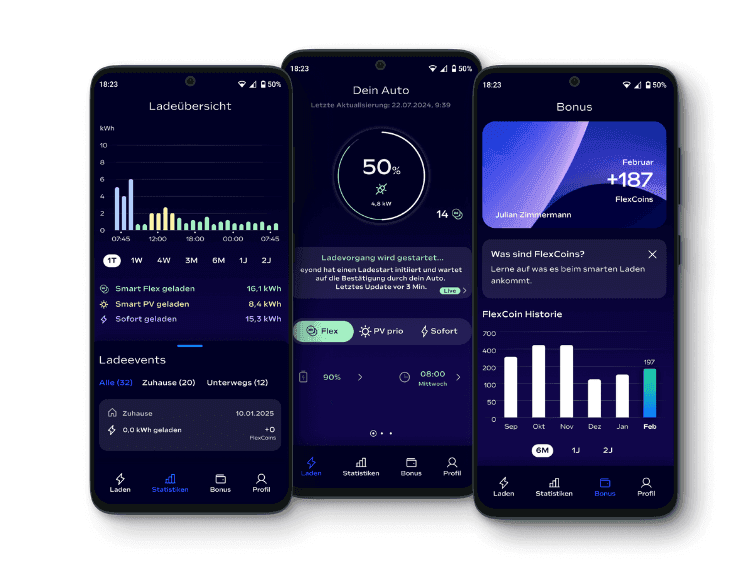 Screens der App FlexConnect